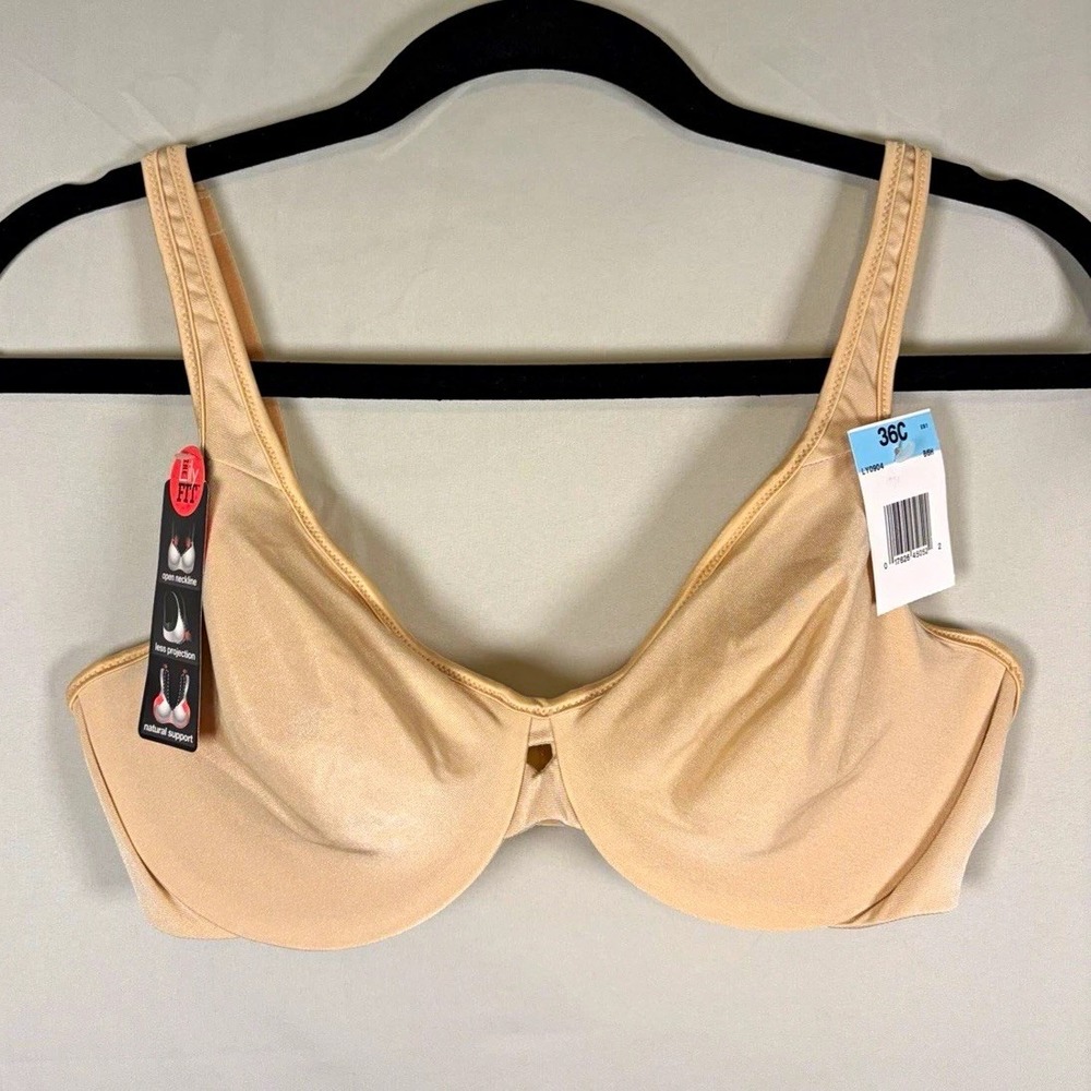 Lilyette Lily Fit Minimizer Underwire Bra 36C Beige Hook & Eye LY0904